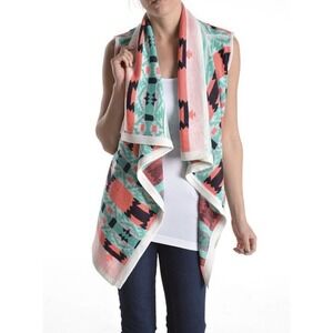 Anthropologie B sharp Aztec Tribal Draped Wrap Swing Cardigan Size SM Sleeveless